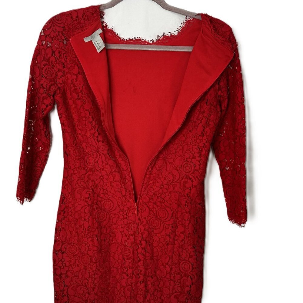 Red Lace H&M Mini Dress Size Small - Picture 6 of 6